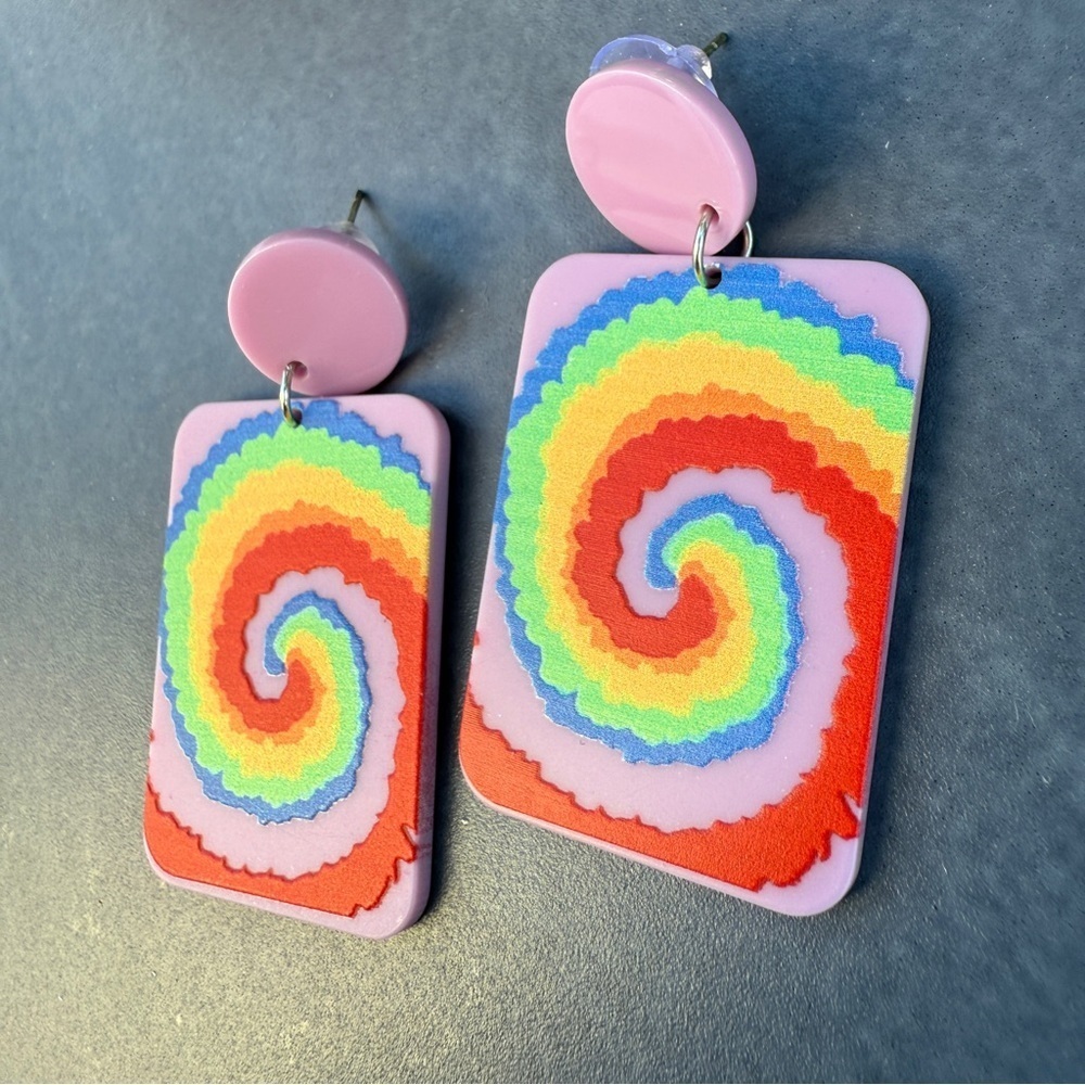 Colorful Spiral Psychedelic Acrylic Earrings